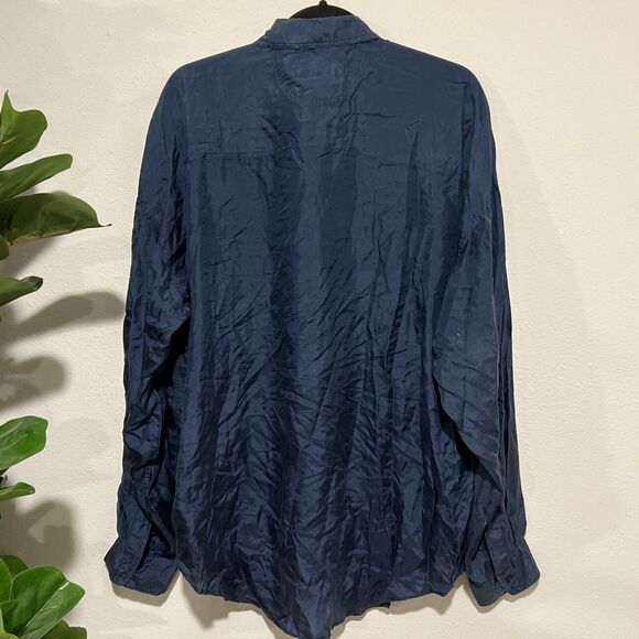 VTG Substudio Shirt Adult XL Blue 100% Silk‎ Button Up Long Sleeves Pockets NWT - Picture 13 of 16
